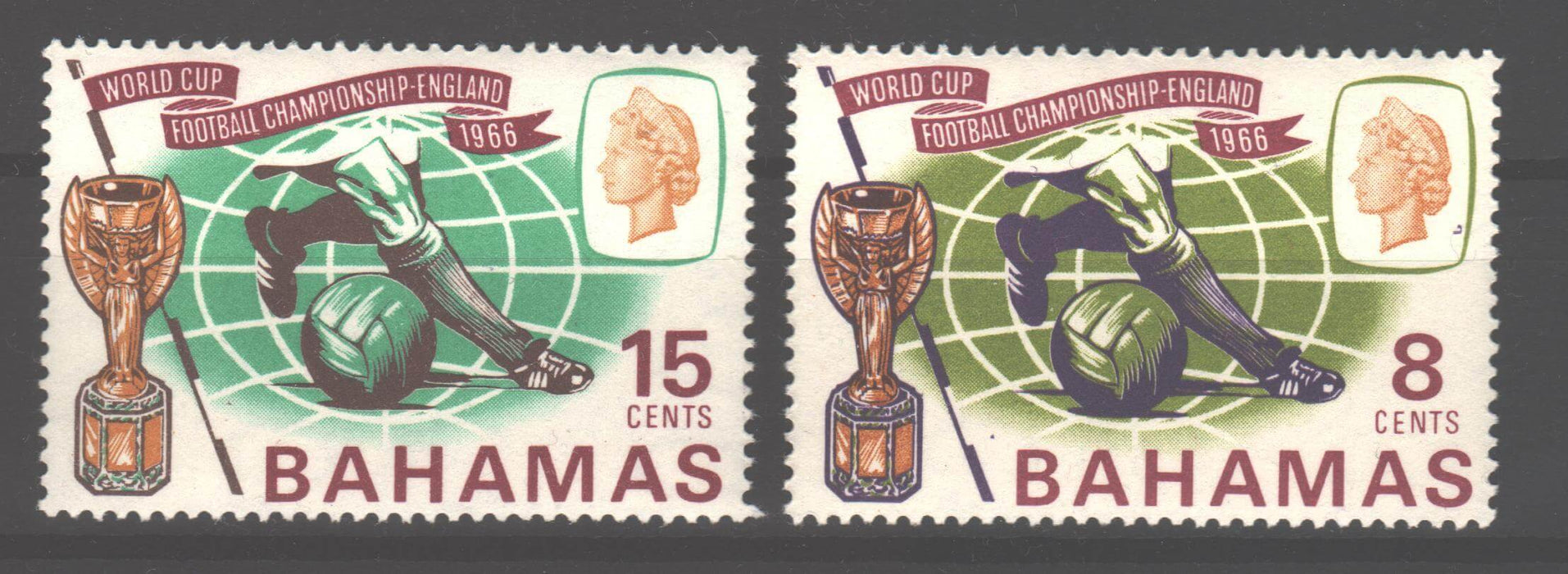 Bahamas 1966 World Cup Soccer Issue Scott #245-246 c.v. 0.65$ - (TIP A) in Stamps Mall
