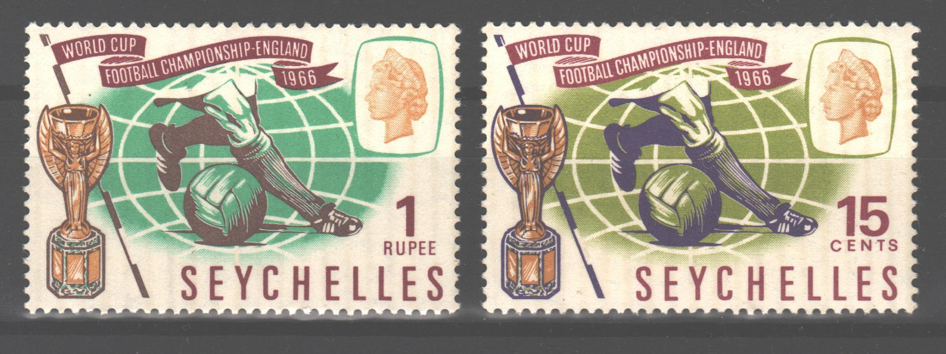 Seychelles 1966 World Cup Soccer Issue Scott #226-227 c.v. 0.95$ - (TIP A)-Stamps Mall