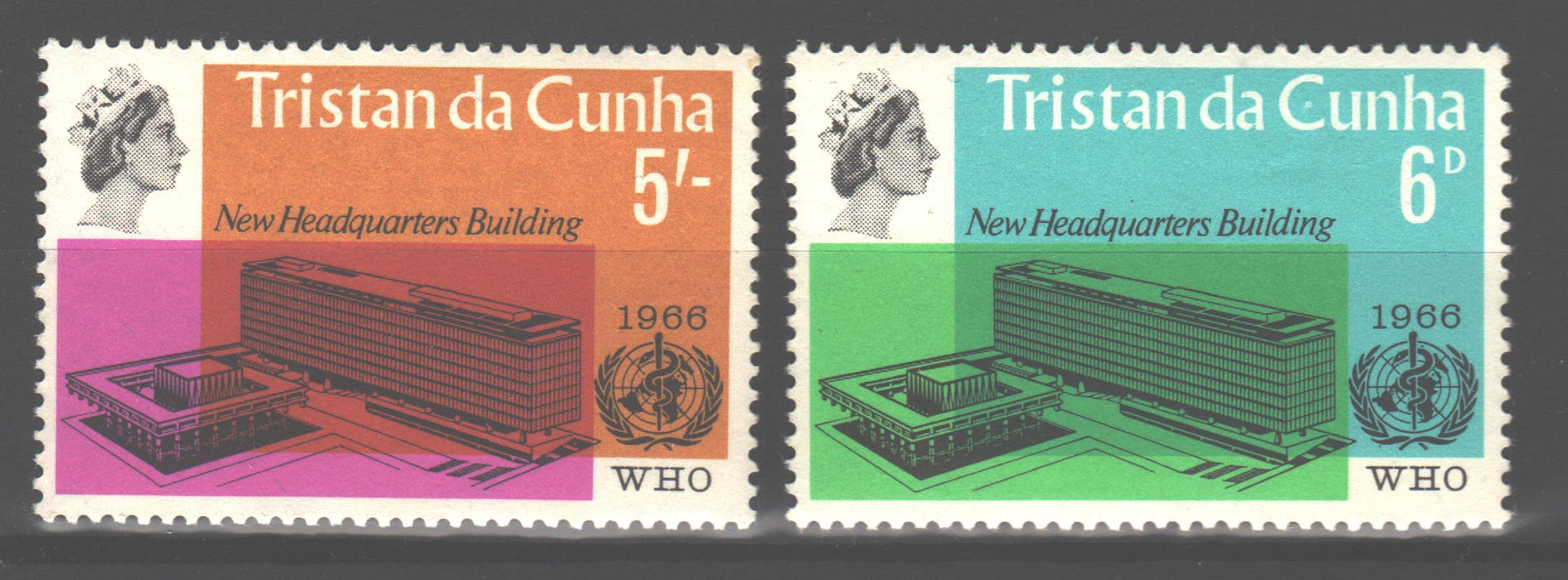 Tristan da Cuhna 1966 WHO Headquarters Issue Scott #99-100 c.v. 2.25$ - (TIP A)-Stamps Mall