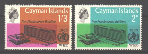 Cayman Islands 1966 WHO Headquarters Issue Scott #184-185 c.v. 2.70$ - (TIP A) in Stamps Mall
