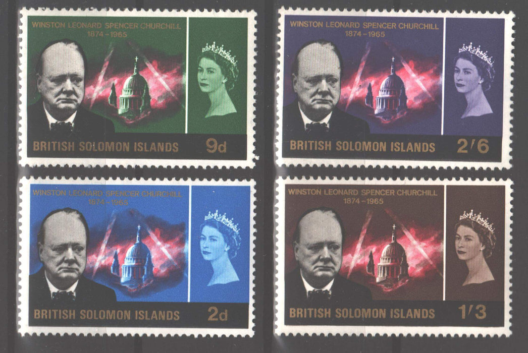 British Solomon Islands 1966 Churchill Memorial Issue Scott #145-148 c.v. 2.00$ - (TIP A) in Stamps Mall