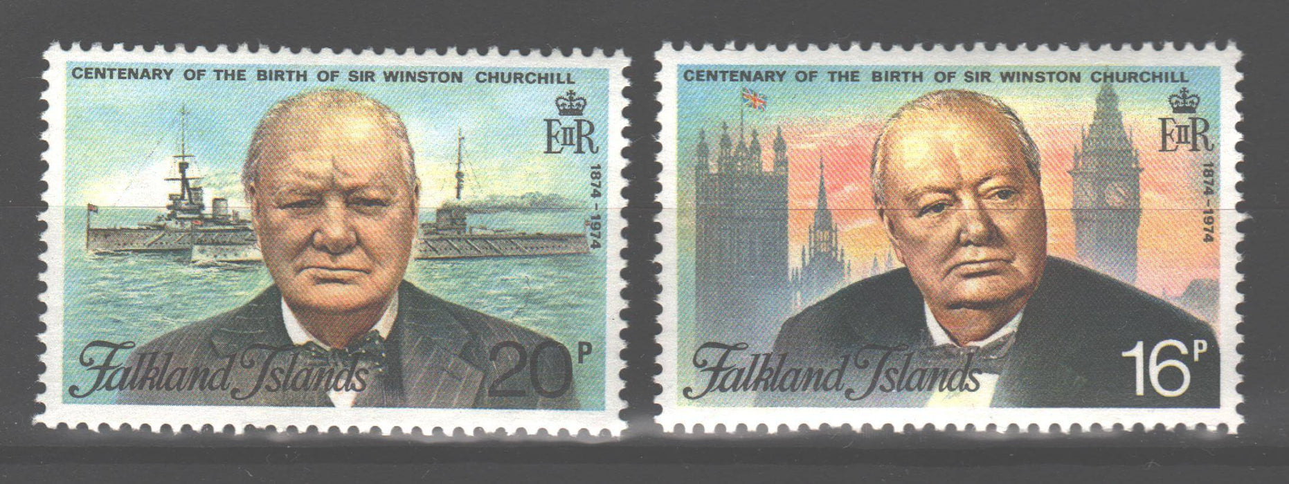 Falkland Islands 1974 Churchill Centenary of Birth Type Scott #158-161 c.v. 13.00$ - (TIP C) in Stamps Mall