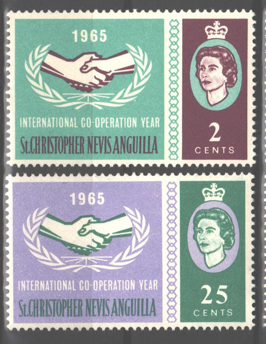 St. Cristopher Nevis Anguilla 1965 Intl. Cooperation Year Issue Scott # c.v. $ - (TIP A)-Stamps Mall
