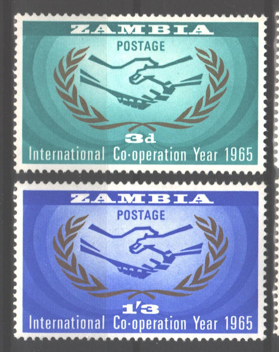 Zambia 1965 Intl. Cooperation Year Issue Scott #20-21 c.v. 0.75$ - (TIP A)-Stamps Mall
