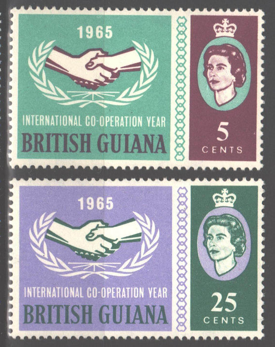 British Guiana 1965 Intl. Cooperation Year Issue Scott #295-296 c.v. 0.65$ - (TIP A) in Stamps Mall