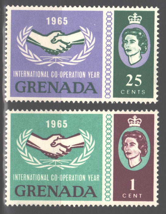 Grenada 1965 Intl. Cooperation Year Issue Scott #207-208 c.v. 0.50$ - (TIP A) in Stamps Mall
