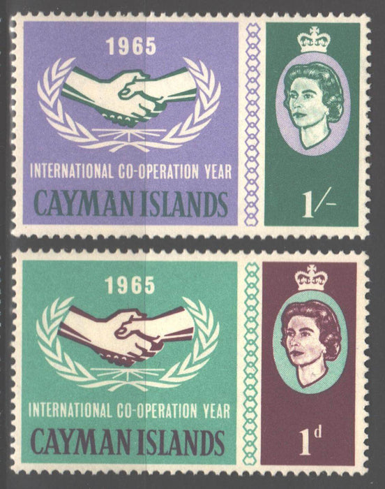 Cayman Islands 1965 Intl. Cooperation Year Issue Scott #174-175 c.v. 1.00$ - (TIP A) in Stamps Mall