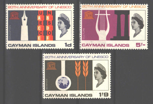 Cayman Islands 1966 UNESCO Anniversary Issue Scott #186-188 c.v. 3.60$ - (TIP A) in Stamps Mall