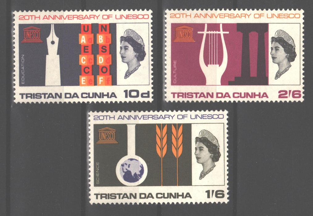 Tristan da Cuhna 1966 UNESCO Anniversary Issue Scott #101-103 c.v. 2.50$ - (TIP A)-Stamps Mall