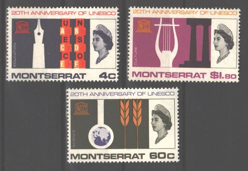 Montserrat 1966 UNESCO Anniversary Issue Scott #186-188 c.v. 2.40$ - (TIP A) in Stamps Mall