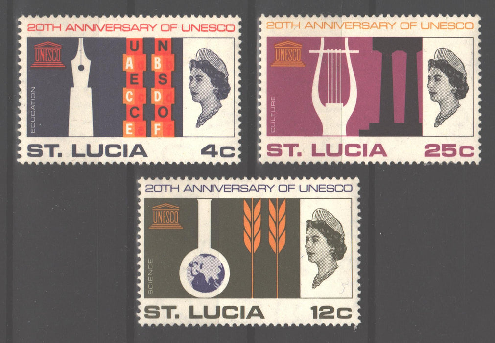 St. Lucia 1966 UNESCO Anniversary Issue Scott #211-213 c.v. 1.25$ - (TIP A)-Stamps Mall