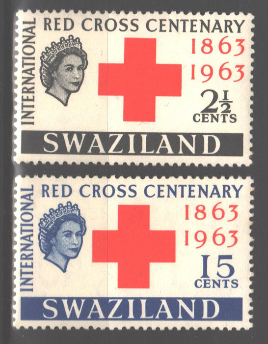 Swaziland 1963 Red Cross Centenary Issue Scott #109-110 c.v. 1.10$ - (TIP A)-Stamps Mall