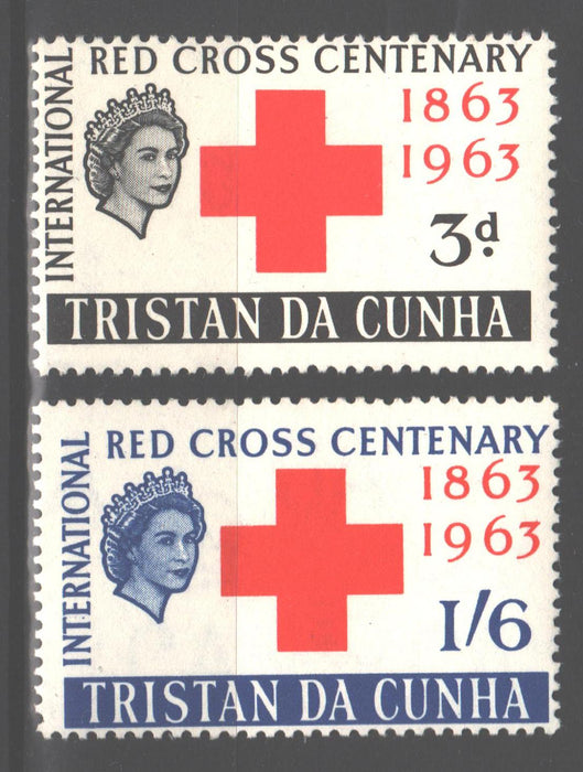 Tristan da Cuhna 1963 Red Cross Centenary Issue Scott #69-70 c.v. 2.00$ - (TIP A)-Stamps Mall