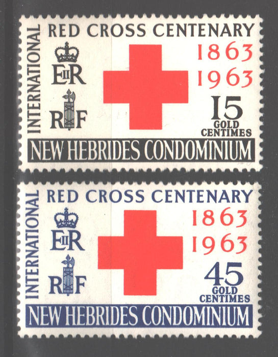 New Hebrides Condominium 1963 Red Cross Centenary Issue Scott #94-95 c.v. 1.10$ - (TIP A) in Stamps Mall