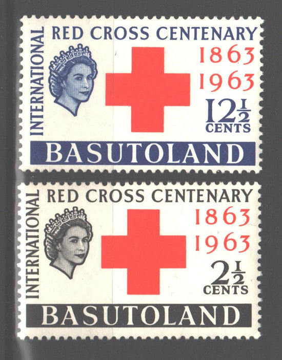 Basutoland 1963 Red Cross Centenary Issue Scott #84-85 c.v. 1.20$ - (TIP A) in Stamps Mall