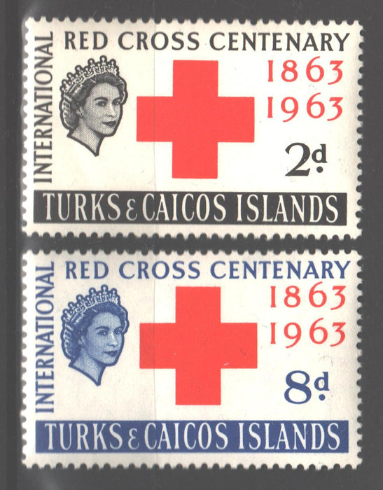 Turks & Caicos Islands 1963 Red Cross Centenary Issue Scott #139-140 c.v. 0.95$ - (TIP A)-Stamps Mall