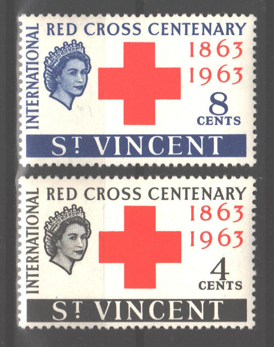 St. Vincent 1963 Red Cross Centenary Issue Scott #202-203 c.v. 0.90  $ - (TIP A)-Stamps Mall