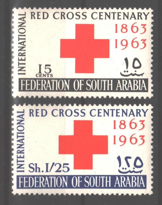 Federation of South Arabia 1963 Red Cross Centenary Issue Scott #1-2 c.v. 1.25$ - (TIP A) in Stamps Mall