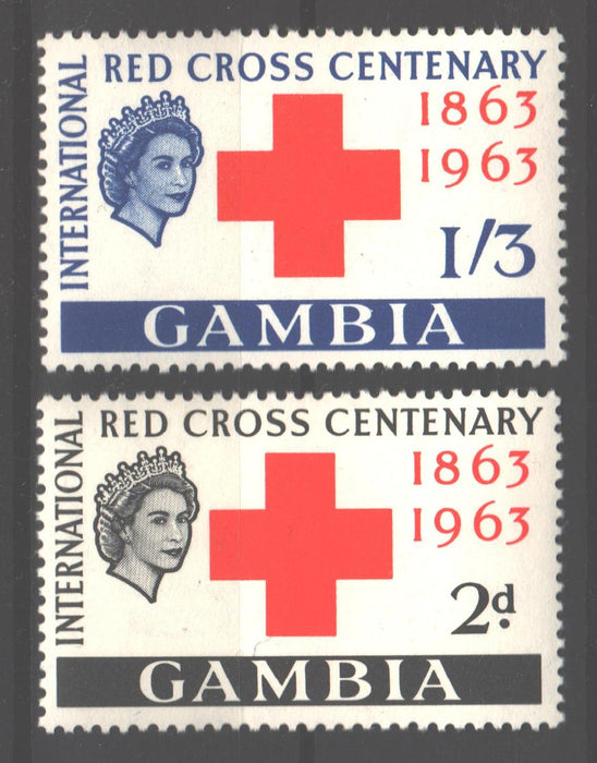 Gambia 1963 Red Cross Centenary Issue Scott #173-174 c.v. 0.85$ - (TIP A) in Stamps Mall