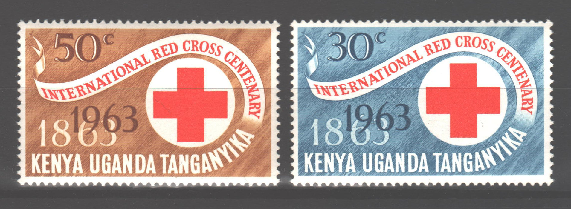 Kenya Uganda Tanganyika 1963 Red Cross Centenary Issue Scott #142-143 c.v. 2.75$ - (TIP A) in Stamps Mall