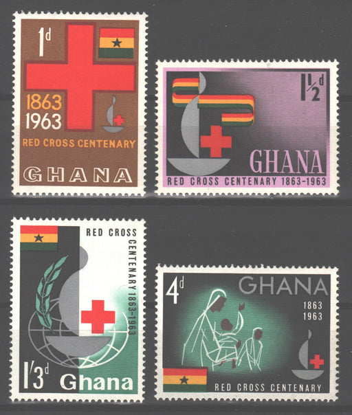 Ghana 1963 Red Cross Centenary Issue Scott #139-142 c.v. 4.20$ - (TIP A) in Stamps Mall
