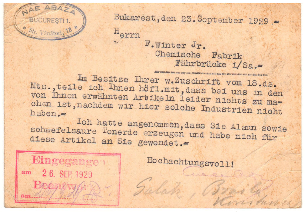 Romania 1929 Carte postala circulata Bucuresti - Fahrbrucke (TIP B)