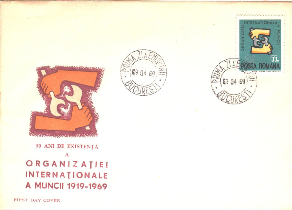 Romania 1969 Organizatia Internationala a Muncii FDC (TIP A)
