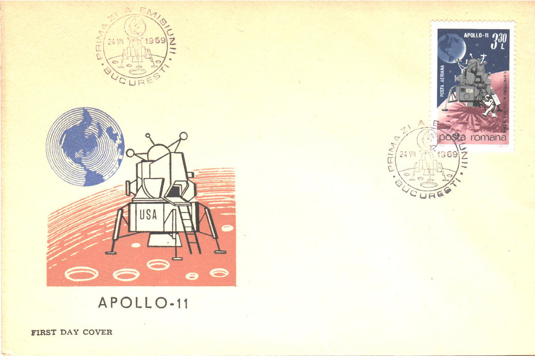 Romania 1969 Apollo 11 FDC (TIP A)