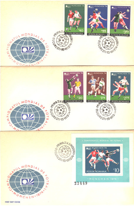 Romania 1974 Campionatul Mondial de Fotbal Munchen FDC (TIP A)