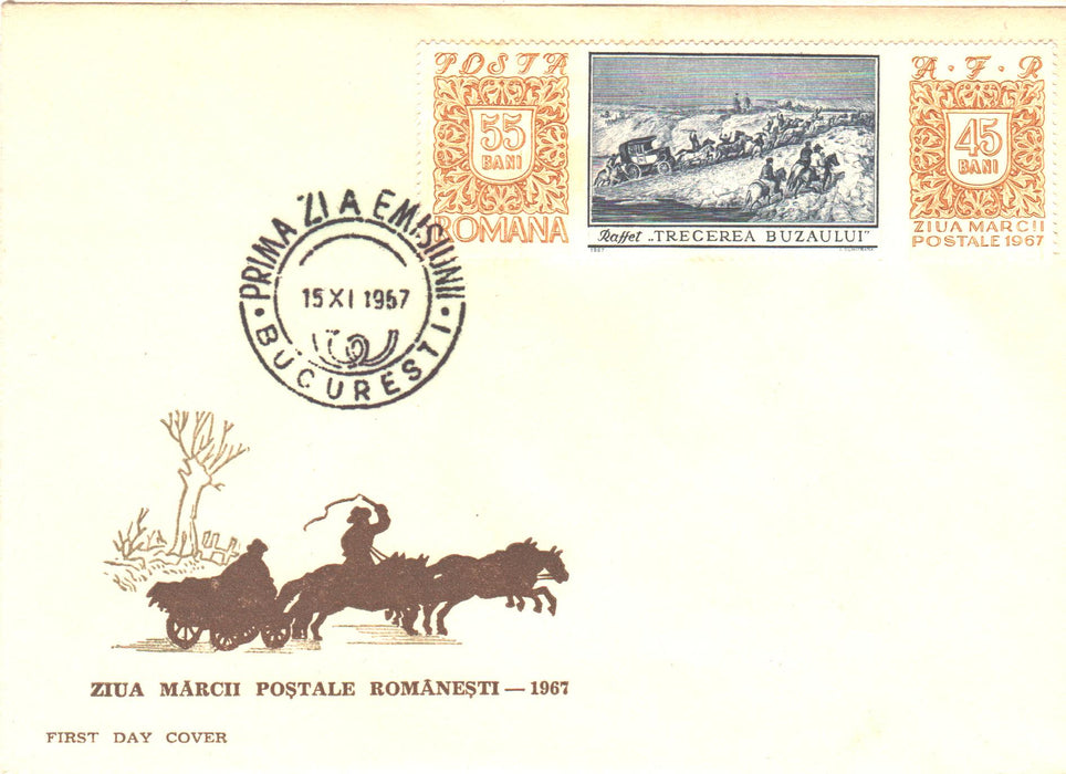 Romania 1967 Ziua marcii postale romanesti FDC (TIP A)