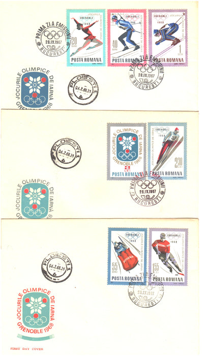 Romania 1967 Jocurile olimpice de iarna Grenoble FDC (TIP A)