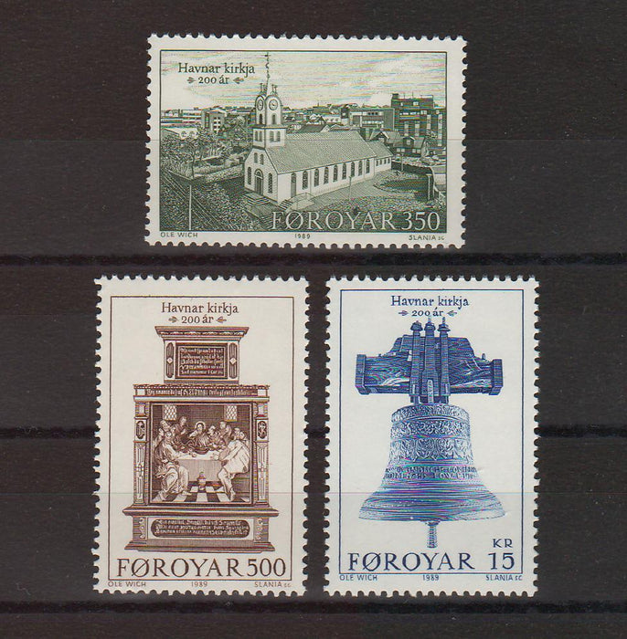 Faroe Islands 1989 Havnar Church Torshavn 200th Anniversary cv. 8.15$ (TIP A)