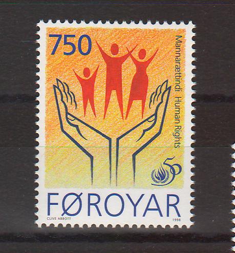 Faroe Islands 1998 UN Declaration of Human Rights 50th Anniversary cv. 2.25$ (TIP A)