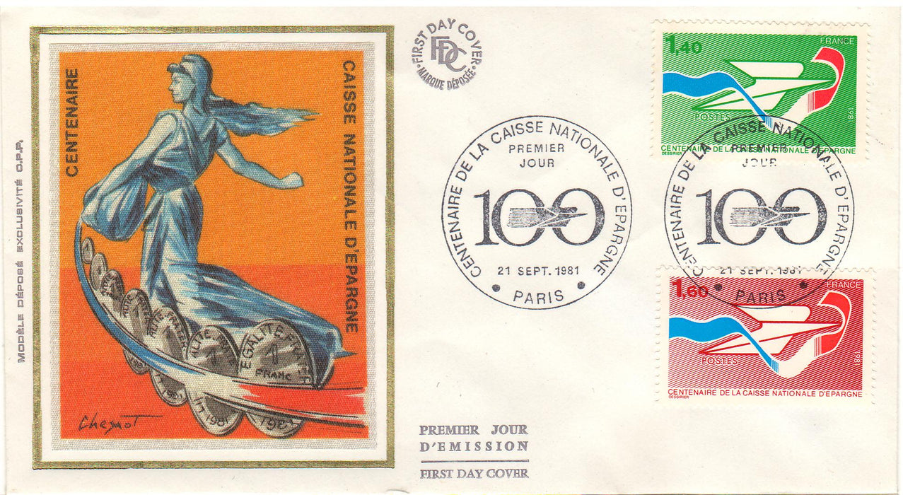 France 1981 National Saving Bank Centenary FDC (TIP A)