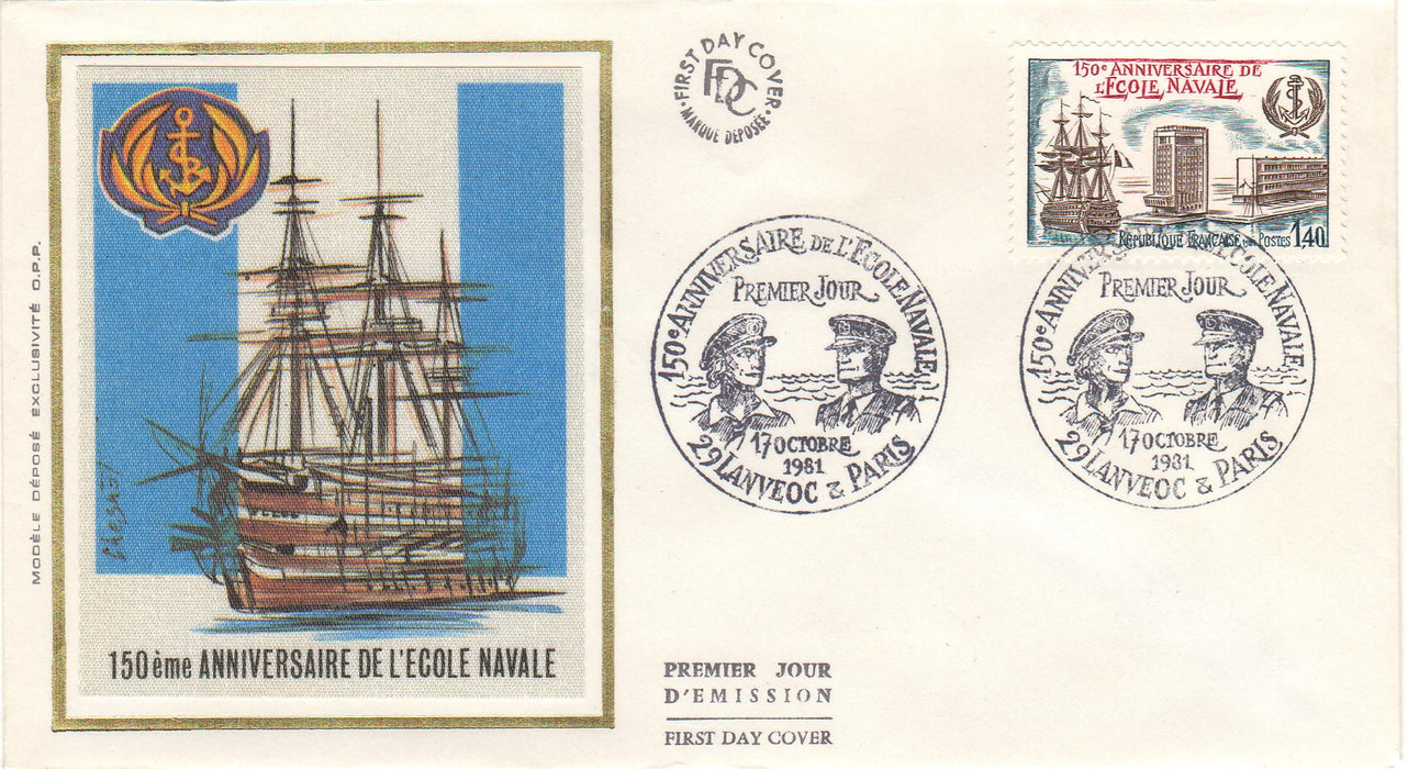 France 1981 150th Anniversary of Naval Academy FDC (TIP A)