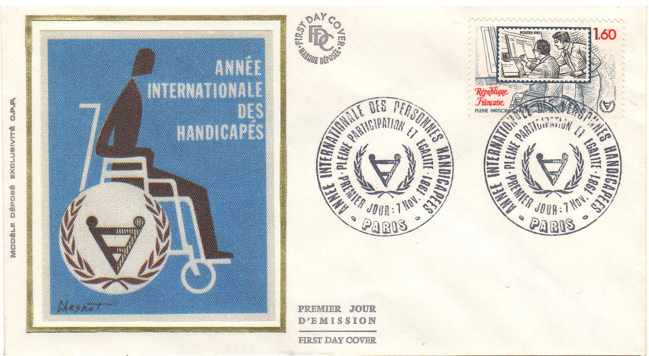 France 1981 International Year of Disabled FDC (TIP A)