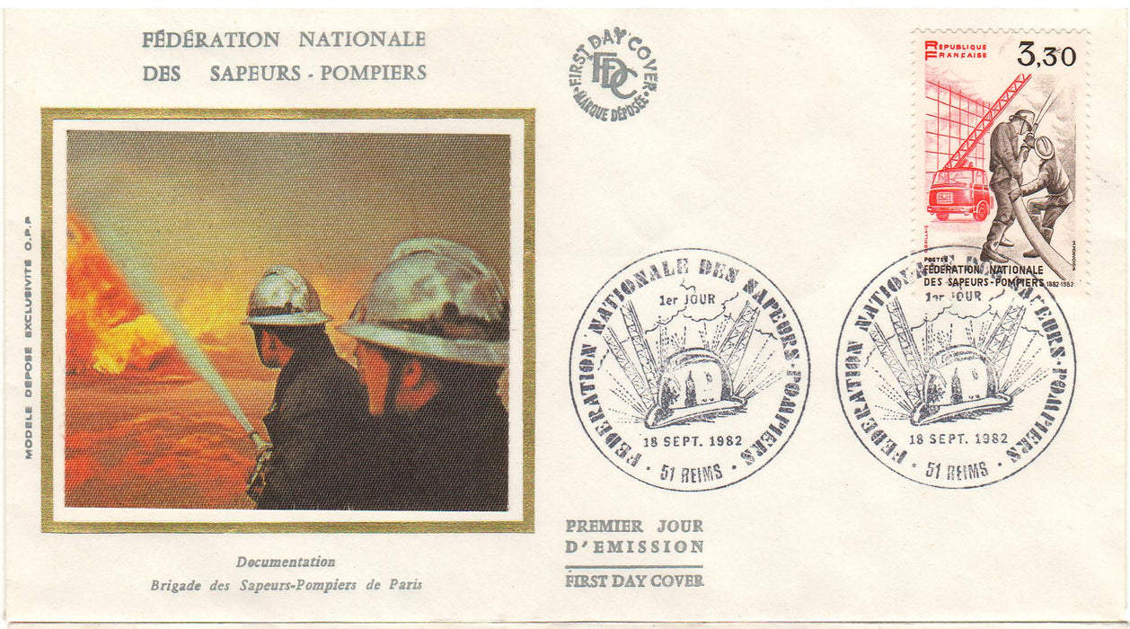 France 1982 National Federation of Firemen Centenary FDC (TIP A)