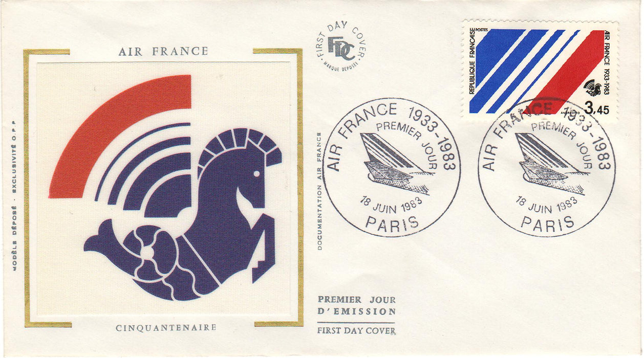 France 1983 50th Anniversary of Air France FDC (TIP A)