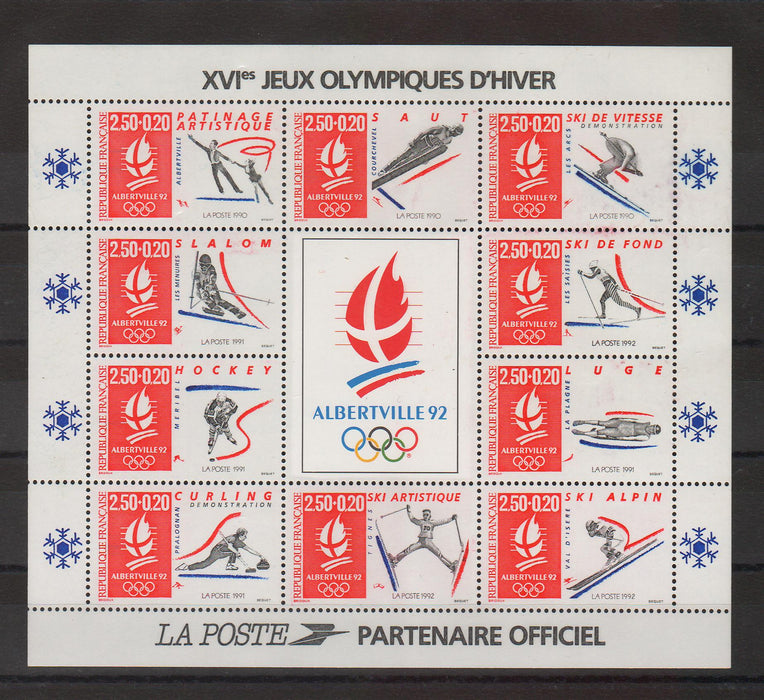 France 1989-1991 Winter Olympic Games Albertville sheet cv. 18.00$ (TIP A)