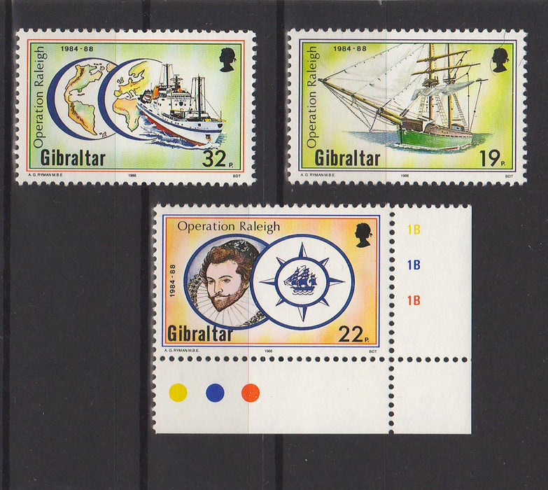 Gibraltar 1988 400th Anniversary of Sir Walter Raleigh voyage to New World c.v. 3.25$ - (TIP A) in Stamps Mall