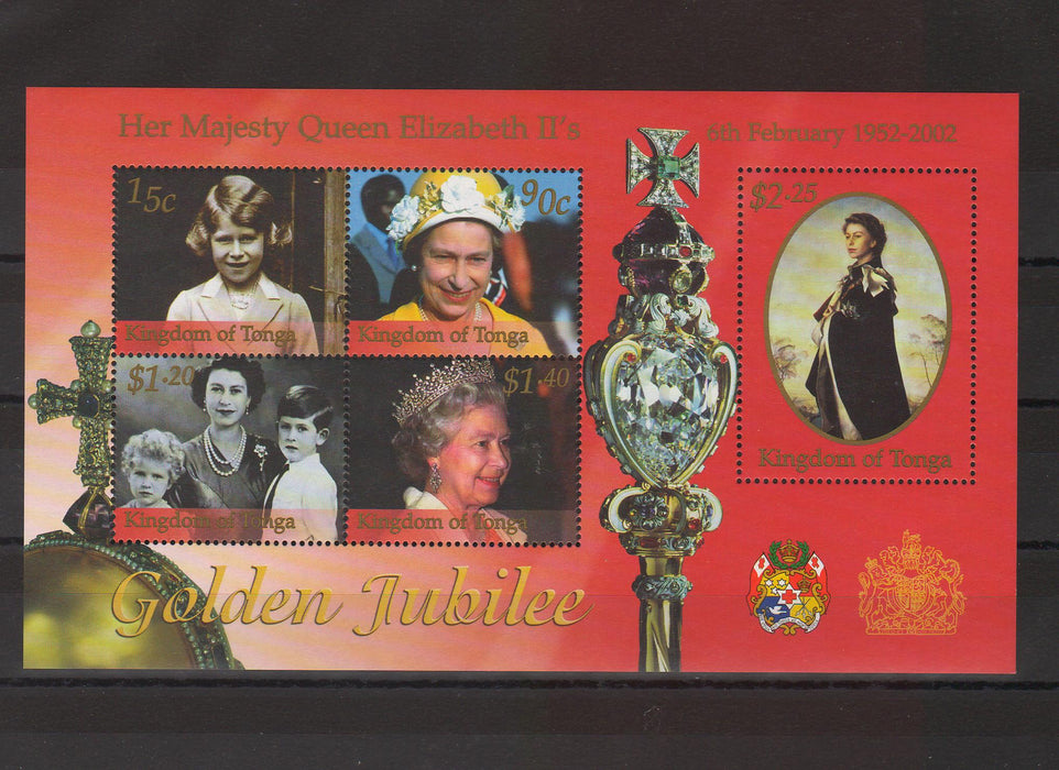 Tonga 2002 Queen Elizabeth Golden Jubilee illustrated block (TIP A)
