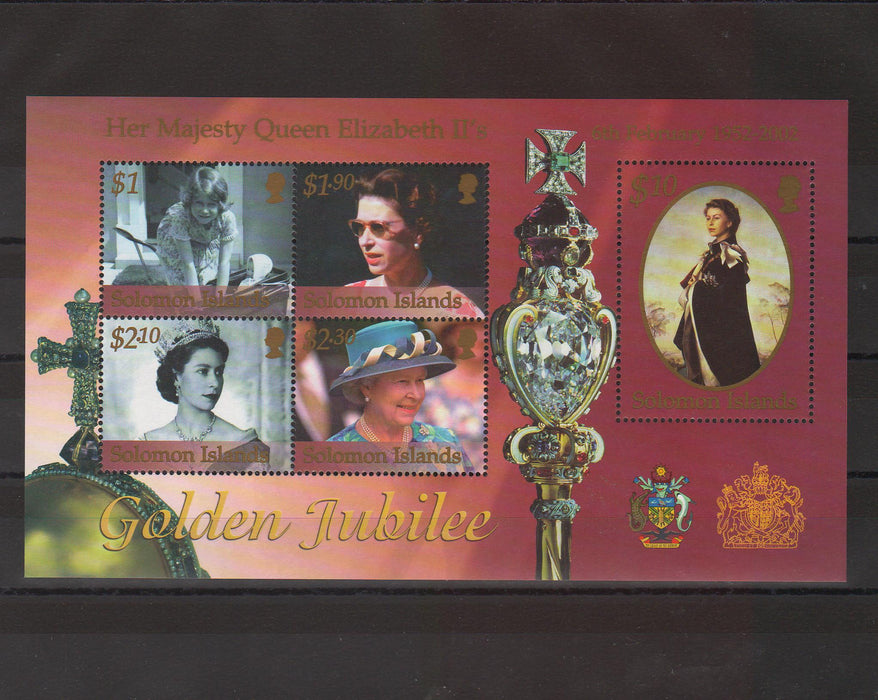 Solomon Islands 2002 Queen Elizabeth Golden Jubilee illustrated block (TIP A)