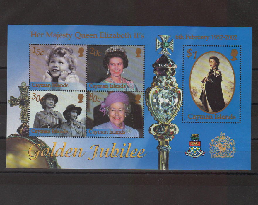 Cayman Islands 2002 Queen Elizabeth Golden Jubilee illustrated block (TIP A)