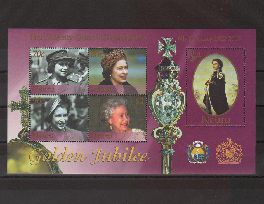 Nauru 2002 Queen Elizabeth Golden Jubilee illustrated block (TIP A)