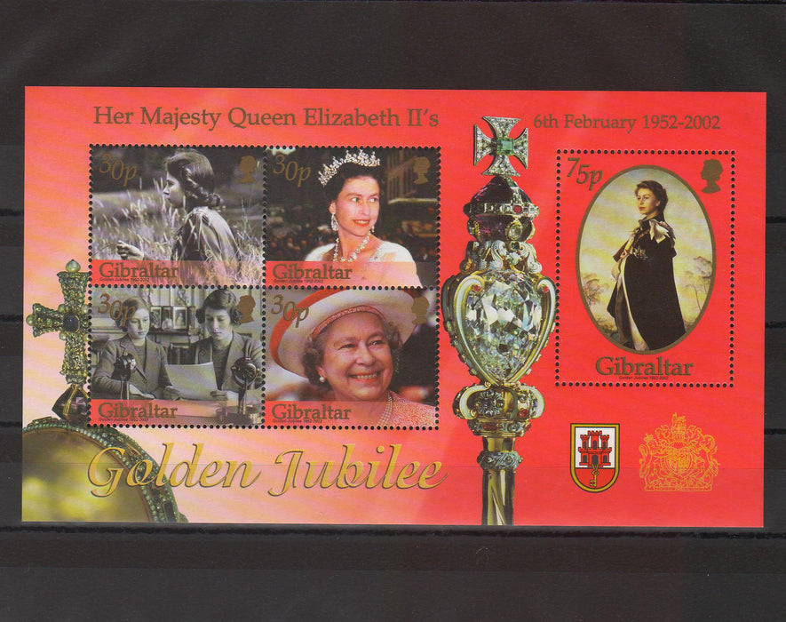 Gibraltar 2002 Queen Elizabeth Golden Jubilee illustrated block (TIP A)