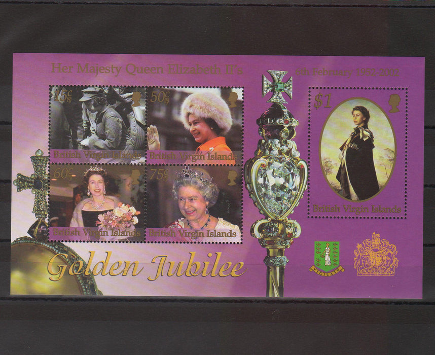 British Virgin Islands 2002 Queen Elizabeth Golden Jubilee illustrated block (TIP A)