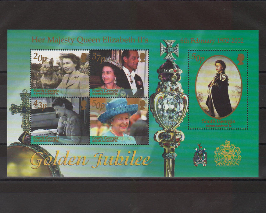 South Georgia  2002 Queen Elizabeth Golden Jubilee illustrated block (TIP A)