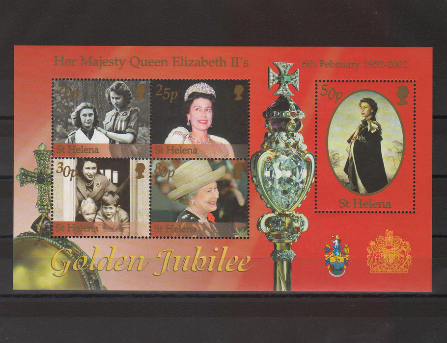 St. Helena  2002 Queen Elizabeth Golden Jubilee illustrated block (TIP A)
