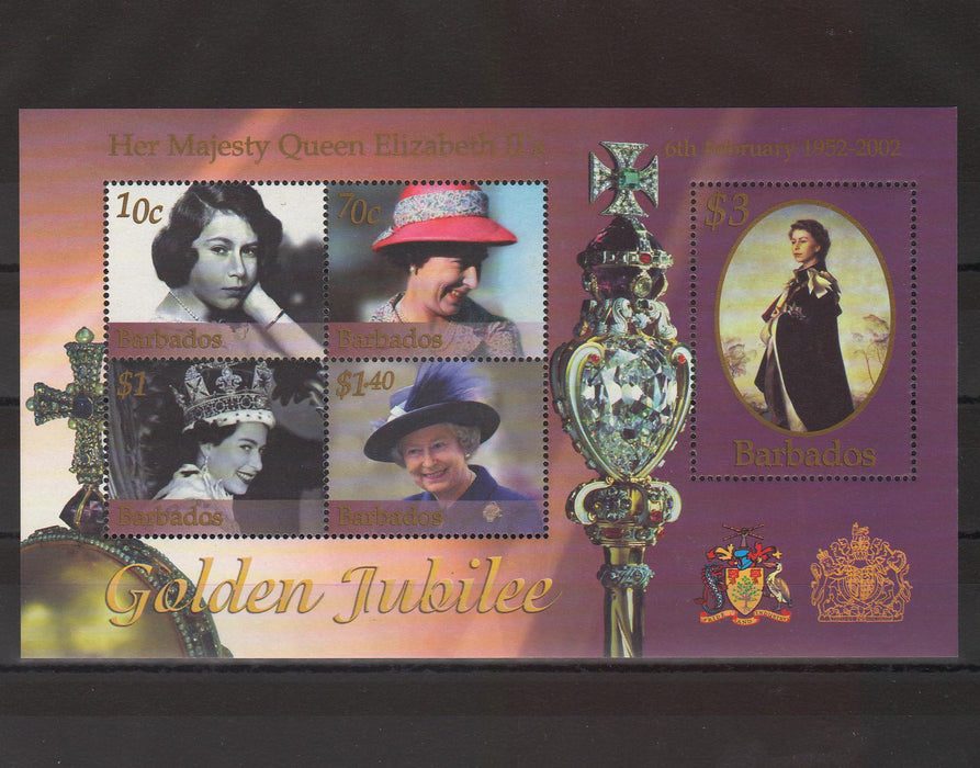 Barbados 2002 Queen Elizabeth Golden Jubilee illustrated block (TIP A)