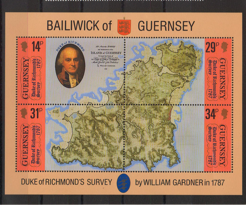 Guernsey 1987 Duke of Richmond's Survey of Guernsey Bicentenary cv. 4.50$ (TIP A)
